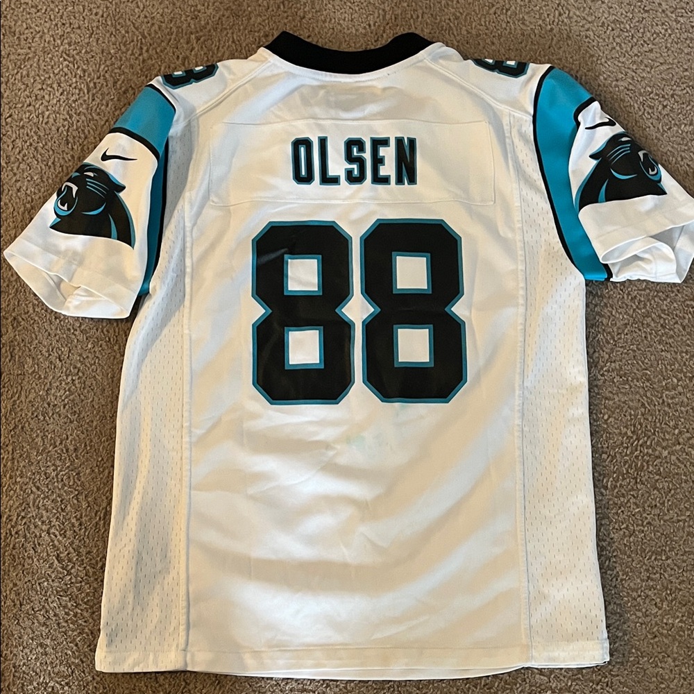 Nike White and Blue Jersey with Number 88 (Olsen) size L(Boys)